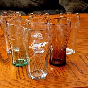 Lot Of 6 Vintage Coke & Coca-Cola Glasses From The 70's
